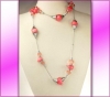 Halskette Glasschmuck Modeschmuck Lachs Lang #036