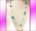 Halskette Glasschmuck Modeschmuck T�rkis Lang #035