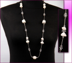 Halskette Glasschmuck Modeschmuck Wei� Lang #046
